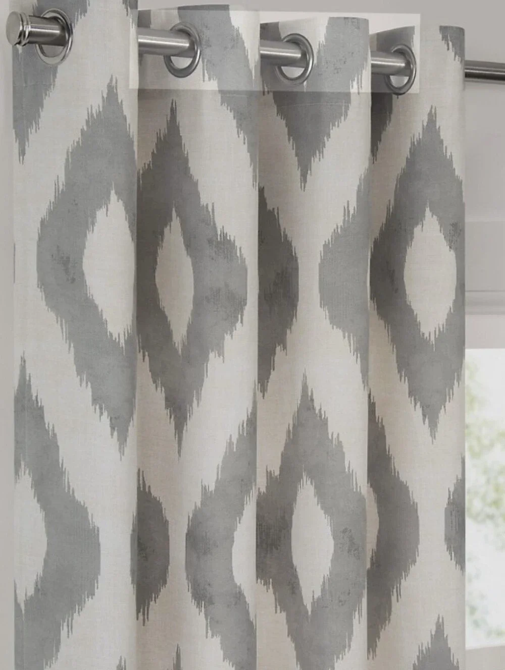 Set Of Two 50x84 Davian Ikat Grey Destinations by Waverly Curtains